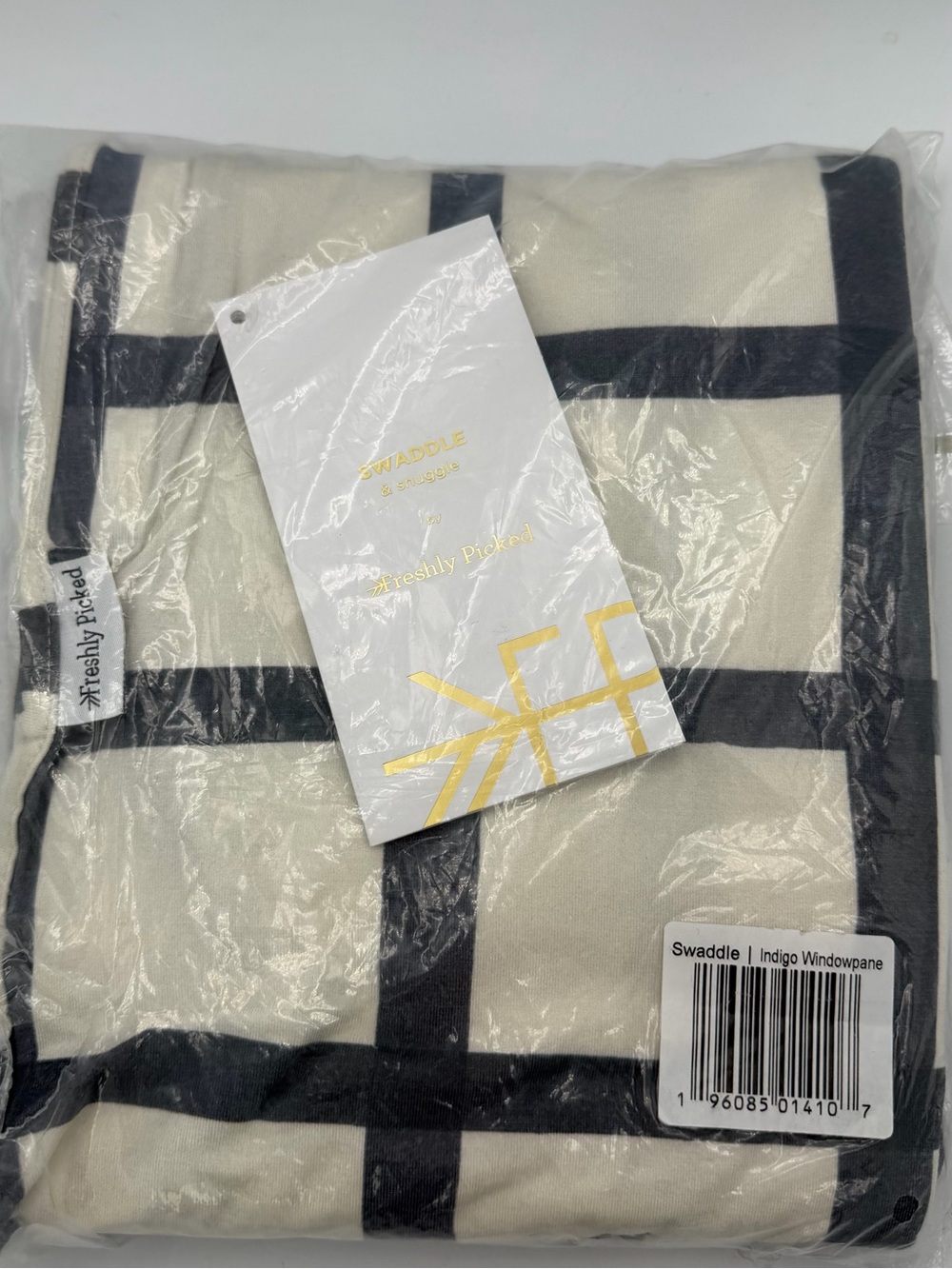 Freshly Picked Swaddle & Snuggle Indigo Windowpane NEW